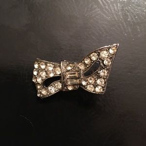 Vintage LJM Rhinestone Bow Brooch